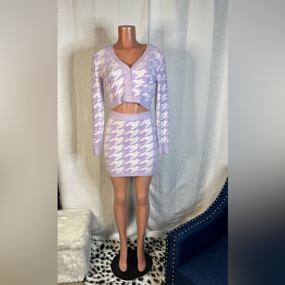 Iris 2pc Lavender and White Skirt Set